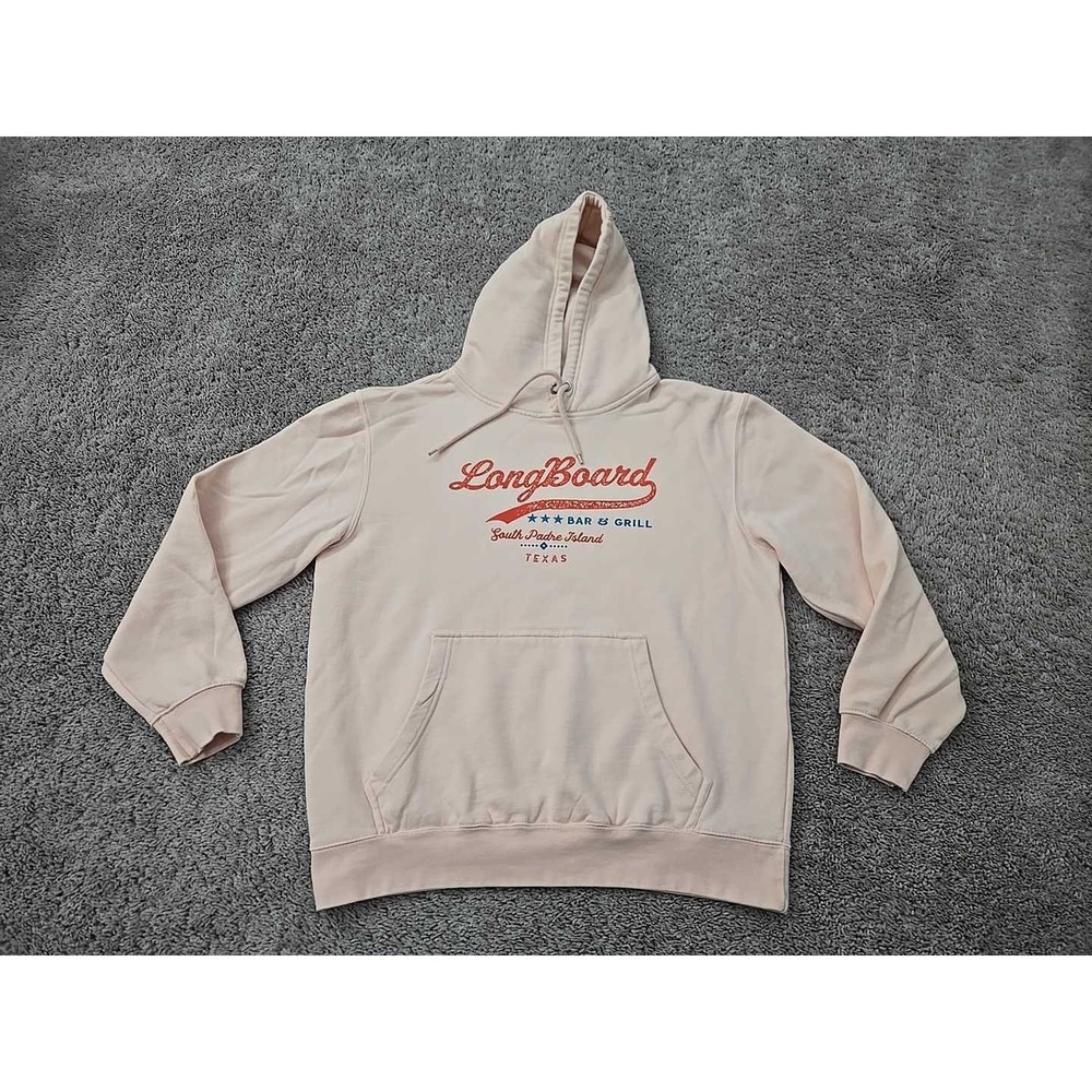 Longboard Bar & Grill Hoodie‎ Mens L South Padre Island Texas Lane Seven Pink